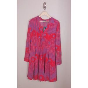 Modcloth Pleasant Company Floral Tie-Neck Tulip Print Dress Size 12 New